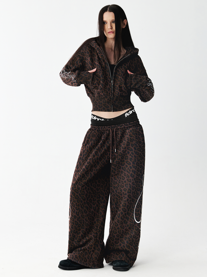 Graffiti leopard baggy sweatpants