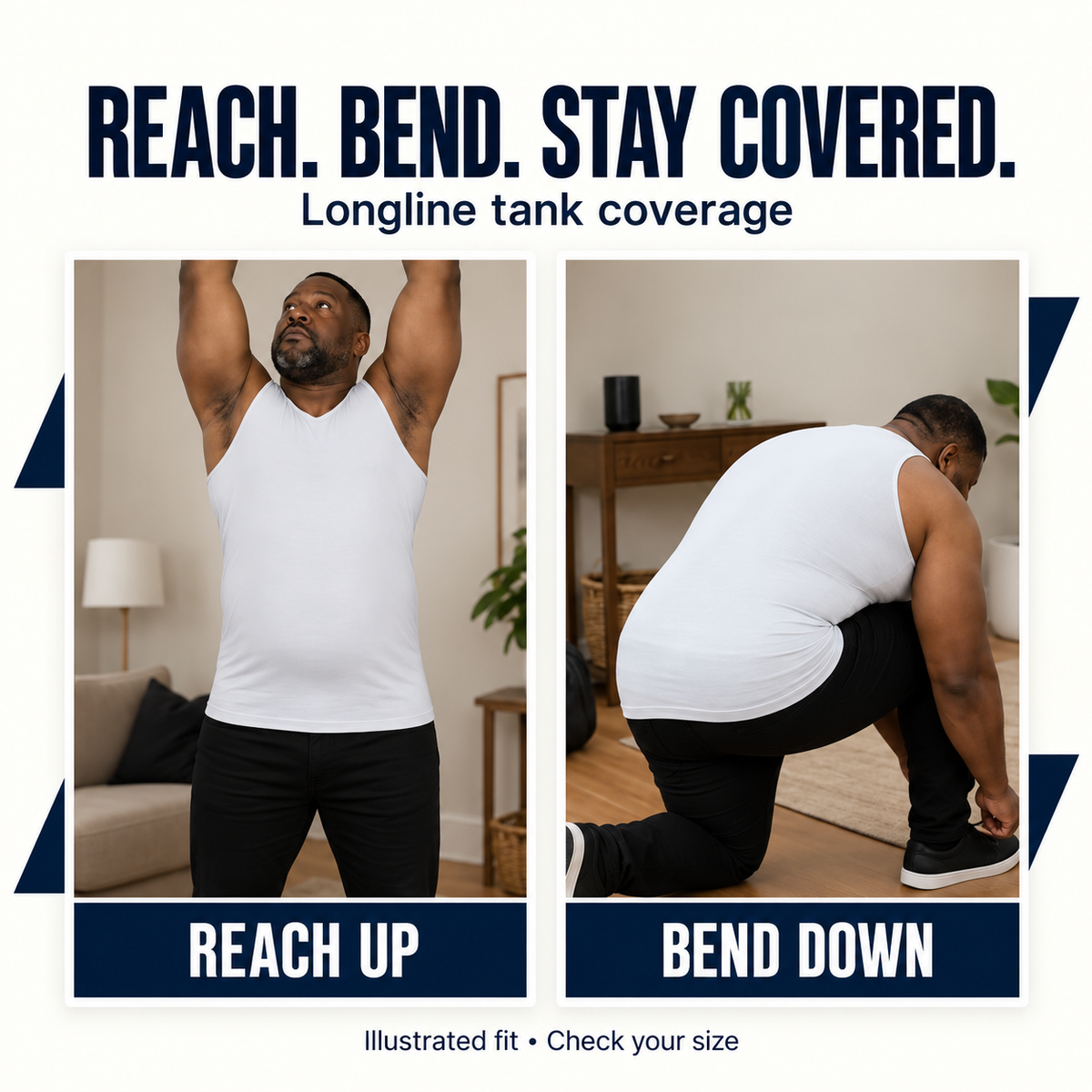 Reach and bend · Tank coverage illustration