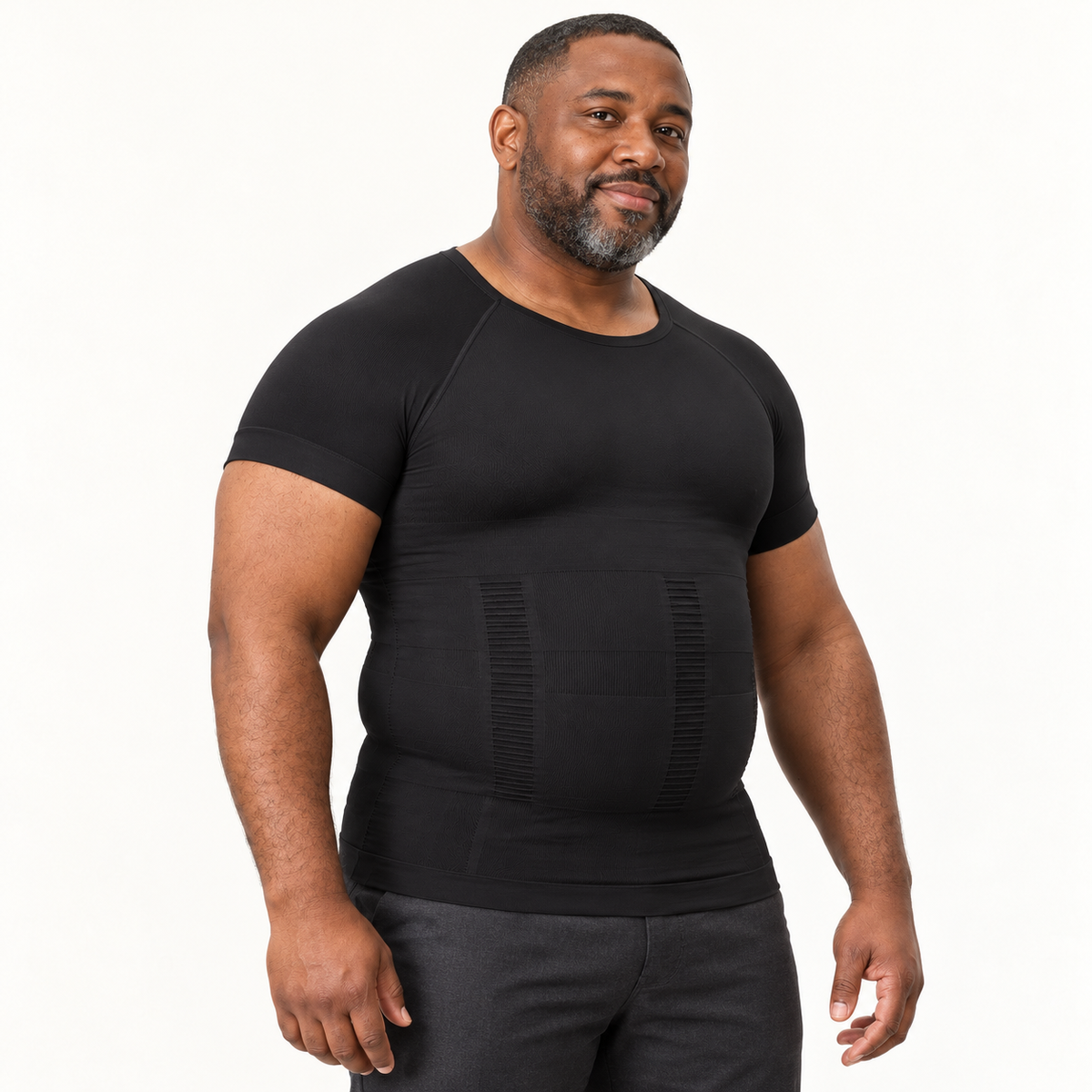 Black · Short-sleeve compression shirt on model