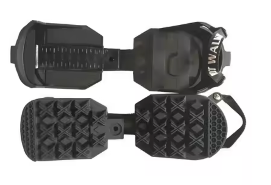 Black adjustable ski boot sole protectors