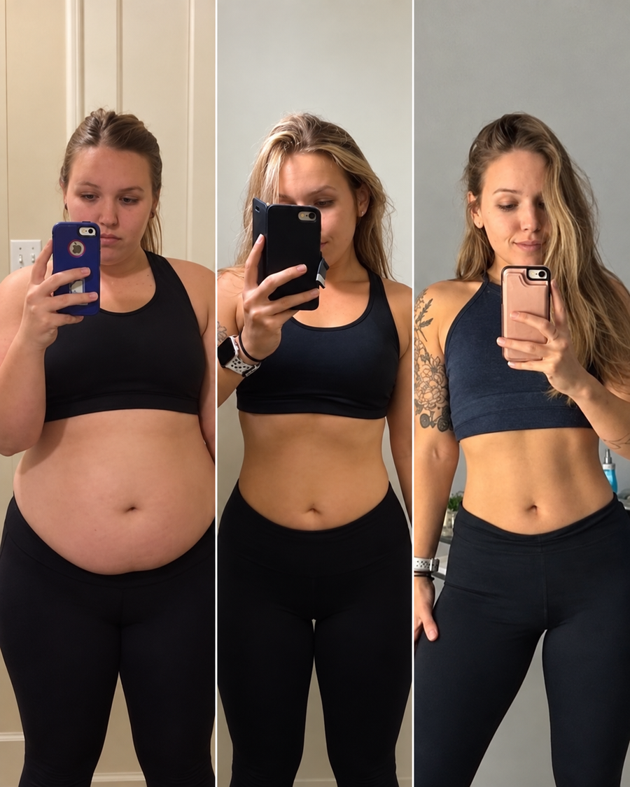 Customer three-stage progress comparison; individual results vary