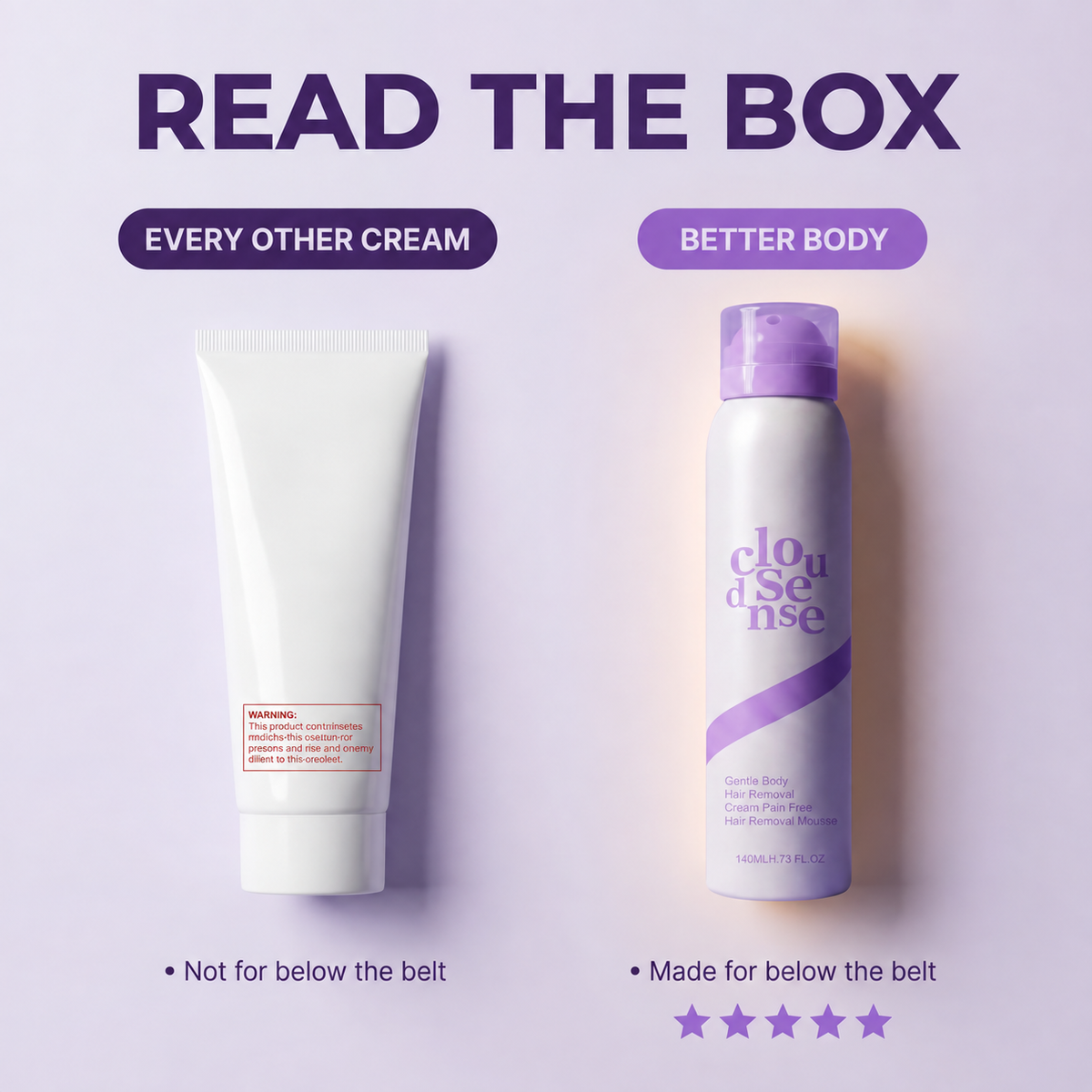 Better Body Cloudsense packaging comparison