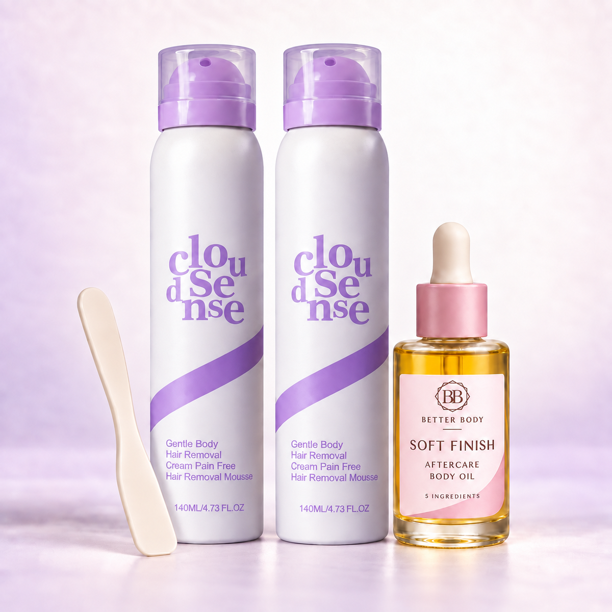 Better Body Cloudsense Everyday Duo: two mousses, aftercare oil and body scraper