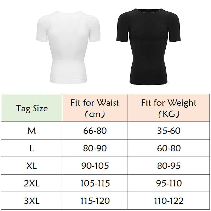 Supplier shirt size chart: M through 3XL with waist measurements in centimeters and body weight in kilograms